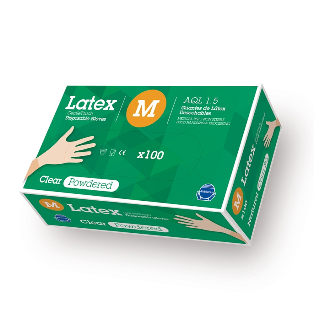 GUANTE LATEX DESECHABLE C/POLVO 5g T-M (Caja100u)