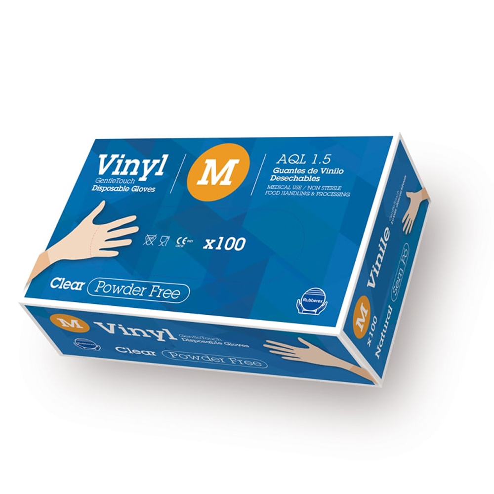 GUANTE VINILO DESECHABLE S/POLVO T-S CAJA 100 UDS