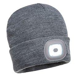 B028 - Gorro con doble LED recargable Gris