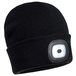 B028 - Gorro con doble LED recargable Negro